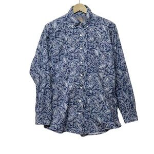 Panhandle Tuf Cooper Performance Blue Paisley Print Button Up Shirt Western